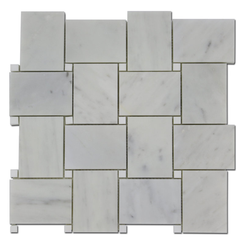 GRAND MOSAIQUE À PANIER À POIS DOLOMITE, Carrara