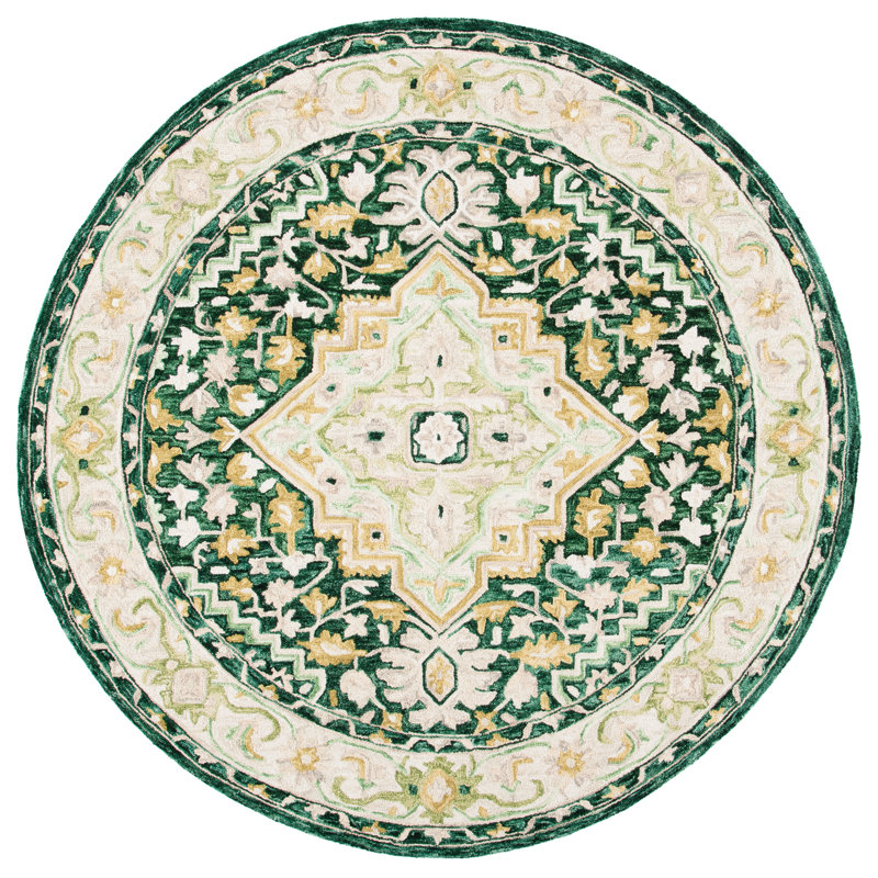 Hand Tufted Wool Southwestern Rug, Round 7'