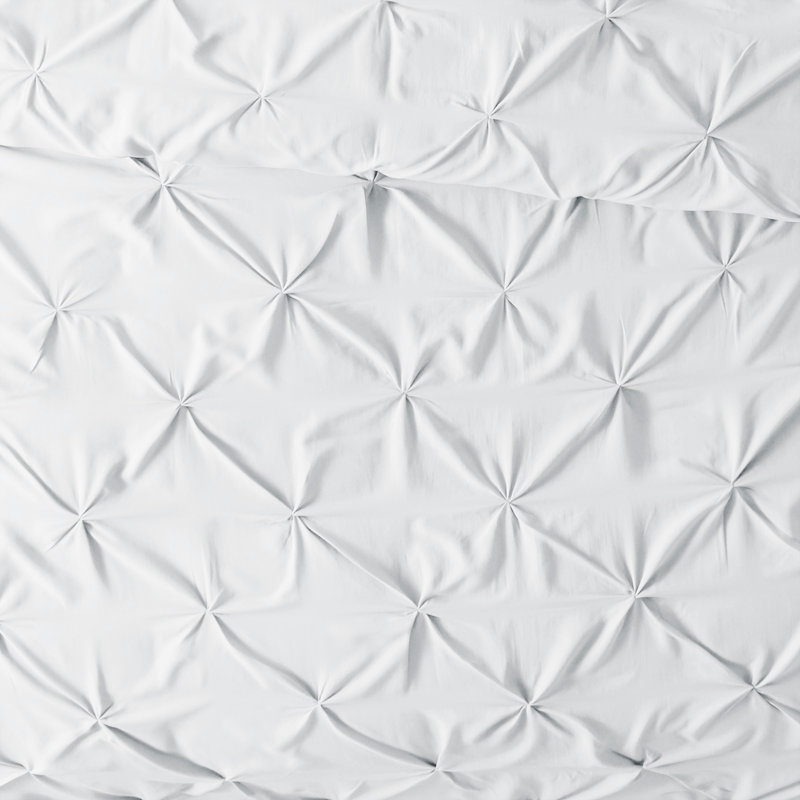Pinch Pleat Textured Duvet Cover Set, Queen Duvet Cover + 2 Shams, White