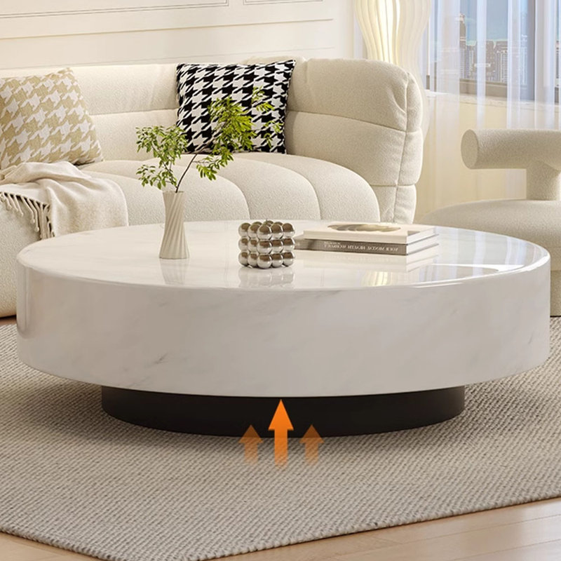 Table basse simple en marbre de style crème de luxe, H 13,77 po x L 47,24 po x l 47,24 po
