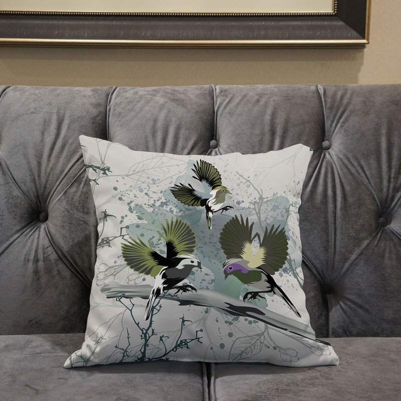 Coussin 20 x 20, Vert olive / imprimé animal blanc cassé
