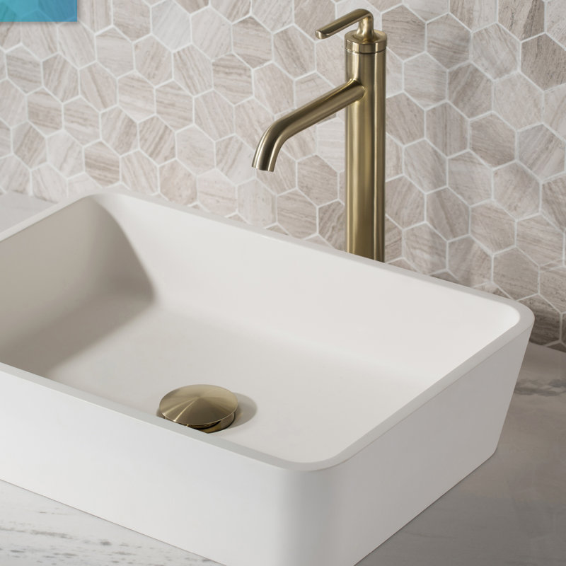 Robinet de lavabo vasque à poignée simple avec drain Ramus, Or brossé