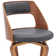 Brookson Swivel Counter or Bar Height Bar Stool with Open Back in Faux Leather, and Walnut Wood