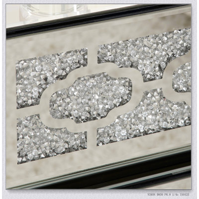 Table de chevet avec miroir, table d'appoint moderne à 3 tiroirs, décor argenté et diamants broyés pour la chambre à coucher et le salon