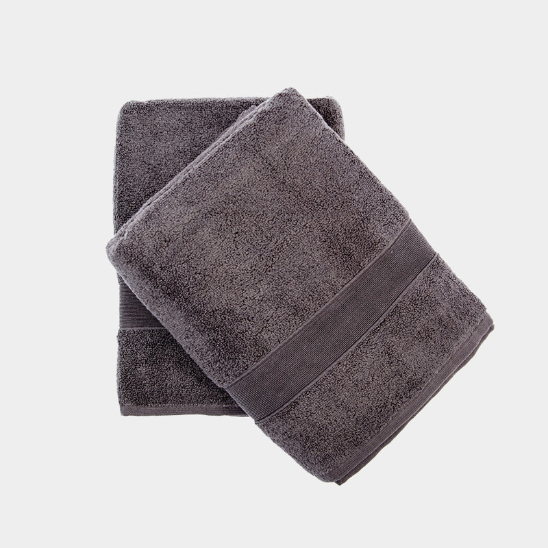 Luxury 2 Piece Cotton Bath Towel Set, Dark Gray