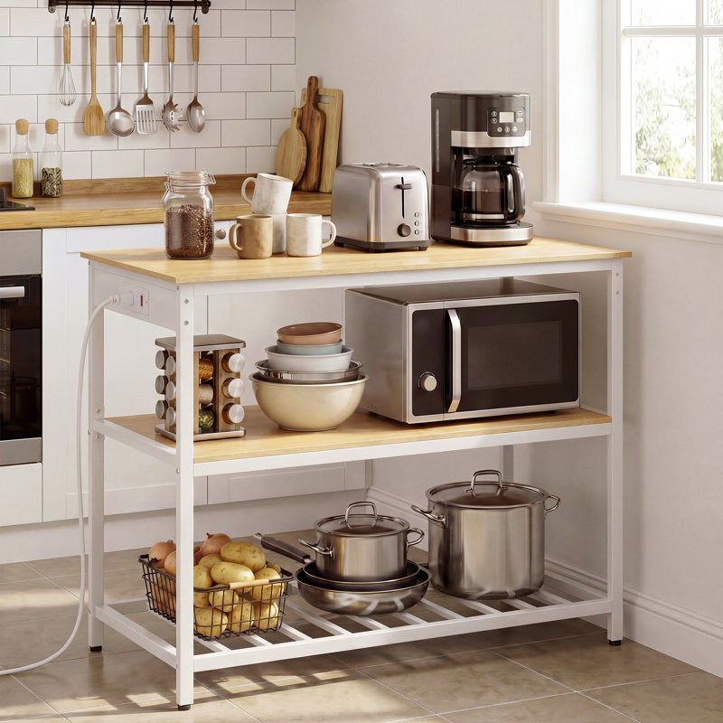 Kitchen Island, Oak/White