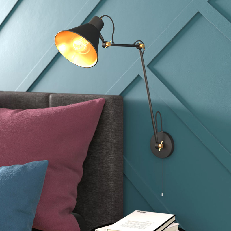 Tutuala Swing Arm Sconce, Matte Black/Gold