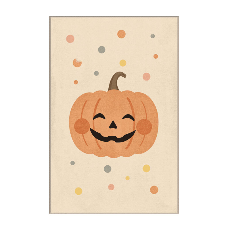 Machine Washable Soho Halloween Modern & Contemporary Abstract Rug in Beige – Beige Binding, 5x7