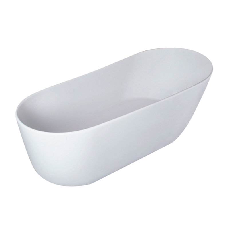 Baignoire de trempage ovale en résine 67 po avec trop-plein pour salle de bain