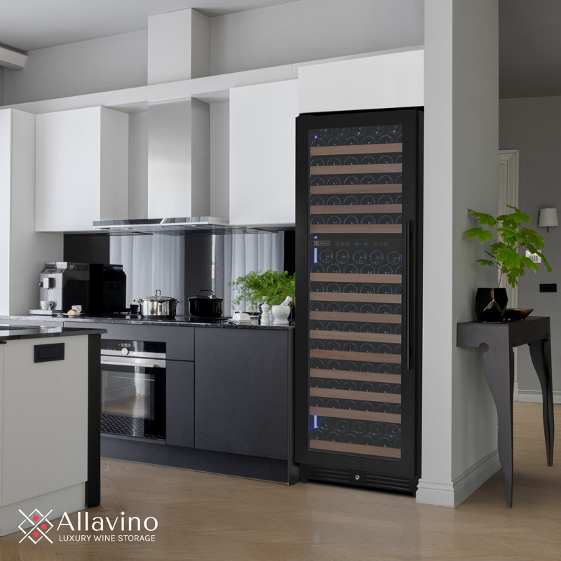 Allavino Reserva Series 172 Bottle Dual Zone Built-in Wine Refrigerator with Black Metal Door - Right Hinge, Left Handed