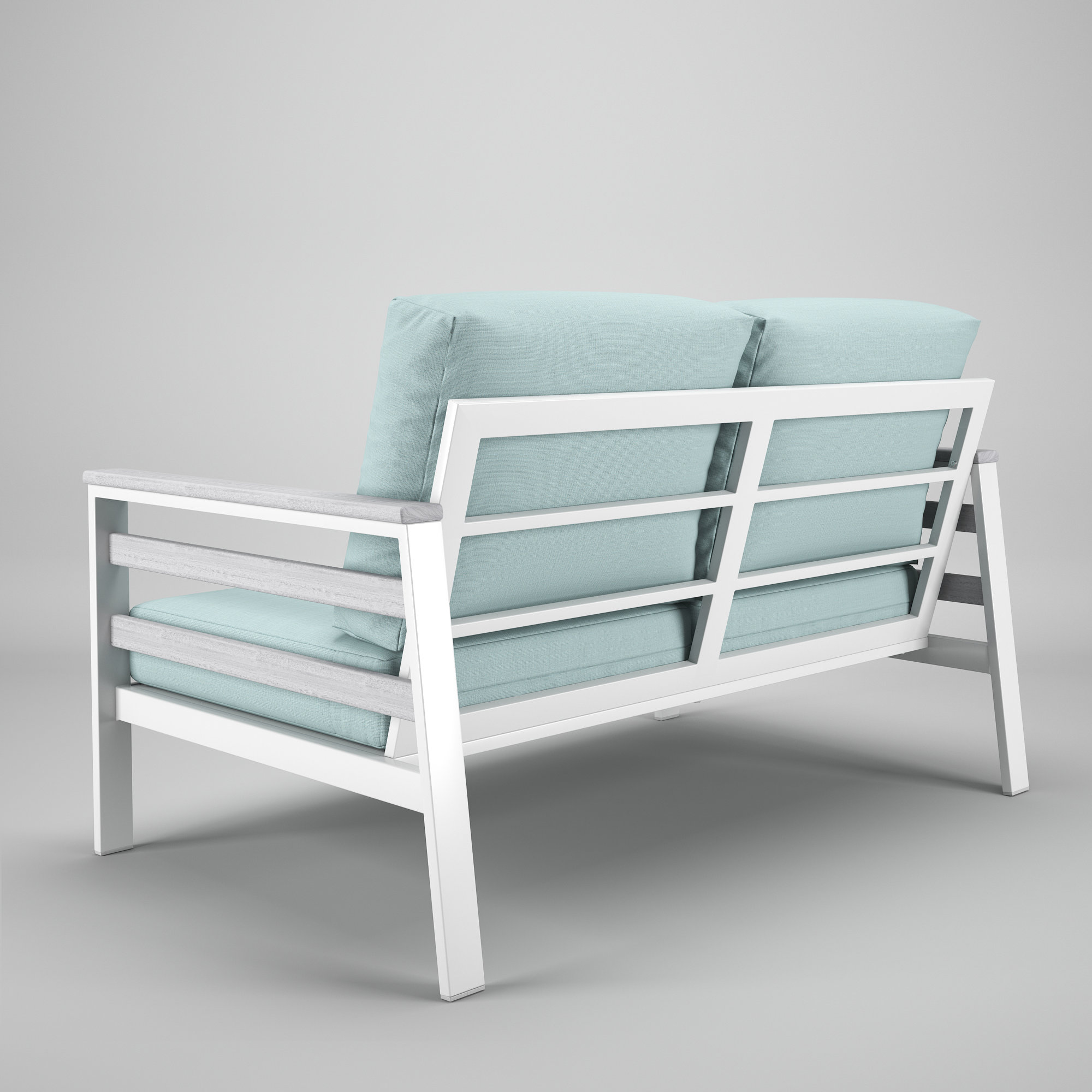 Townsend Metal Outdoor Loveseat With Sunbrella Cushion, Bliss Dew
