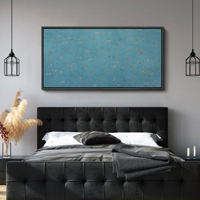 Art mural sur toile, "Nage aérienne dans l'eau bleue" - Scène d'été ludique pour décor bord de mer et maison de plage