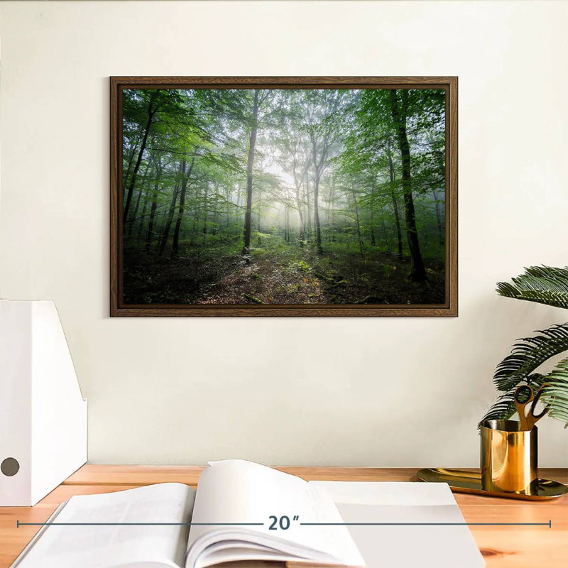 Lighting Forest II, 13 po x 9 po, Cadre flottant noyer