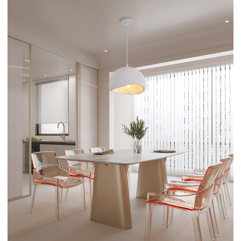 Jimyah 1- Light White Polyesters Unique/Statement Modern Pendant, 55" H x 11.8" W x 9.45" D