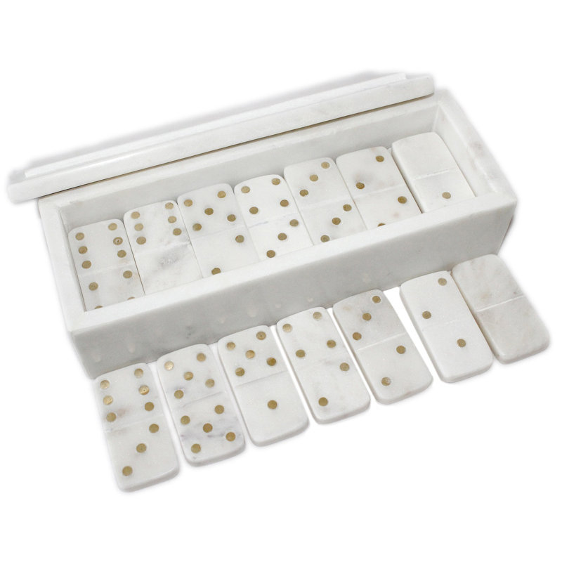 Ensemble de dominos en marbre blanc