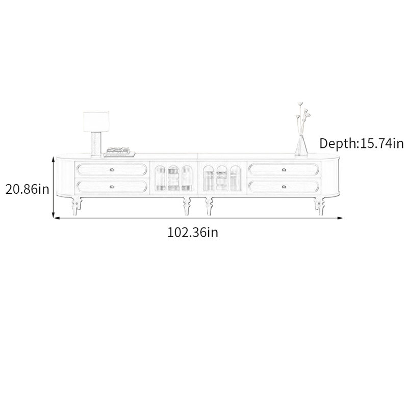 Meuble télé léger avec rangement de luxe, 20.86"H x 102.36"L x 15.74"W