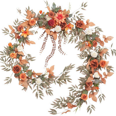 Guirlande d'eucalyptus artificiel de 1,80 m avec fleurs, guirlande de table de mariage, centres de table, fleurs pour arche de mariage, guirlande de roses.