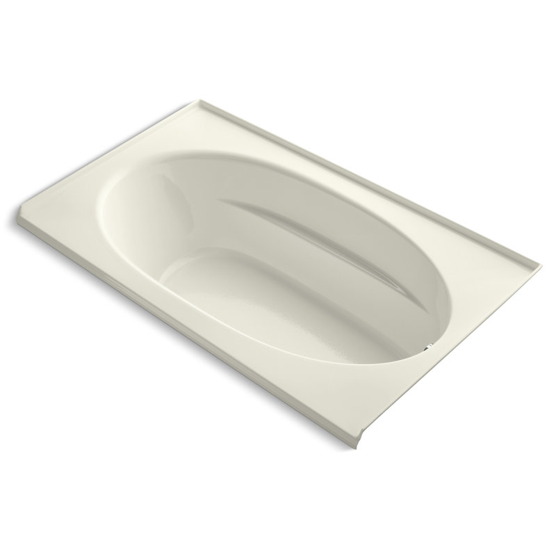 Windward 72" x 42" Drop In Soaking Bathtub, Biscuit, Right