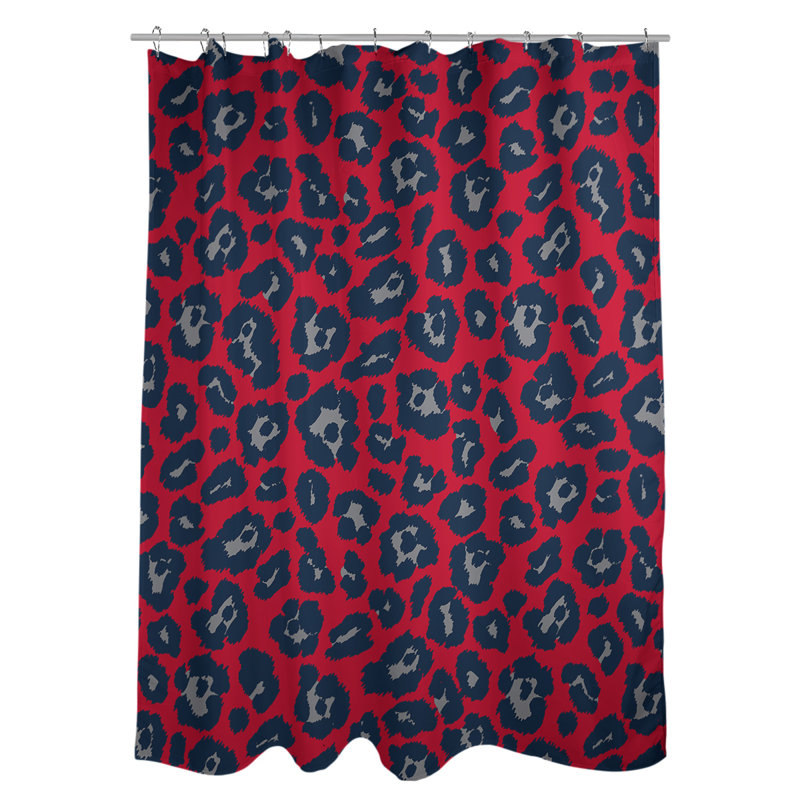 Ensemble de rideau de douche 2 pièces à imprimé animal, Rouge