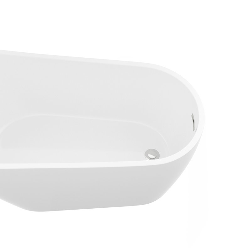 67" Acrylic Freestanding Bathtub Contemporary Soaking White Tub With Chrome Overflow And Drain