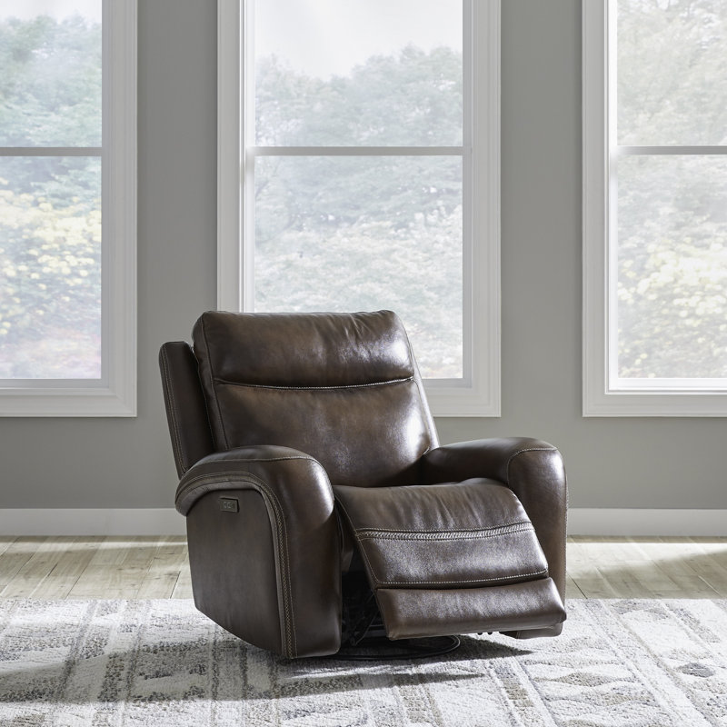 Britaney Swivel Glide Leather Power Recliner