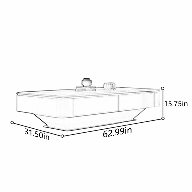 Solid wood advanced creative tea table, 15.75" H x 62.99" L x 31.5" W