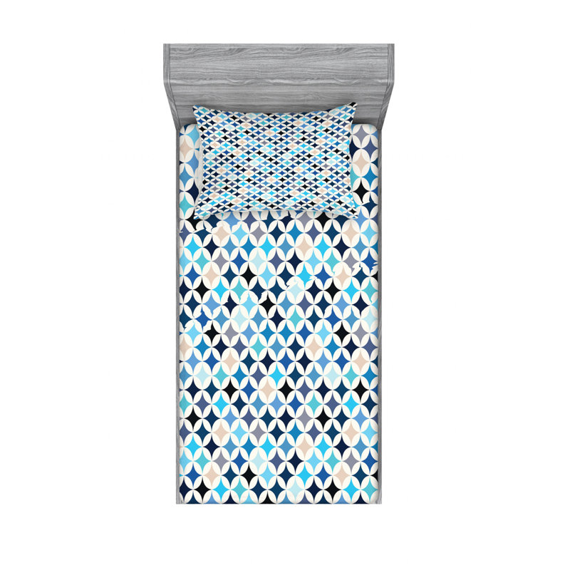 Microfiber Geometric Sheet Set, Twin Sheet Set with Fitted Sheet