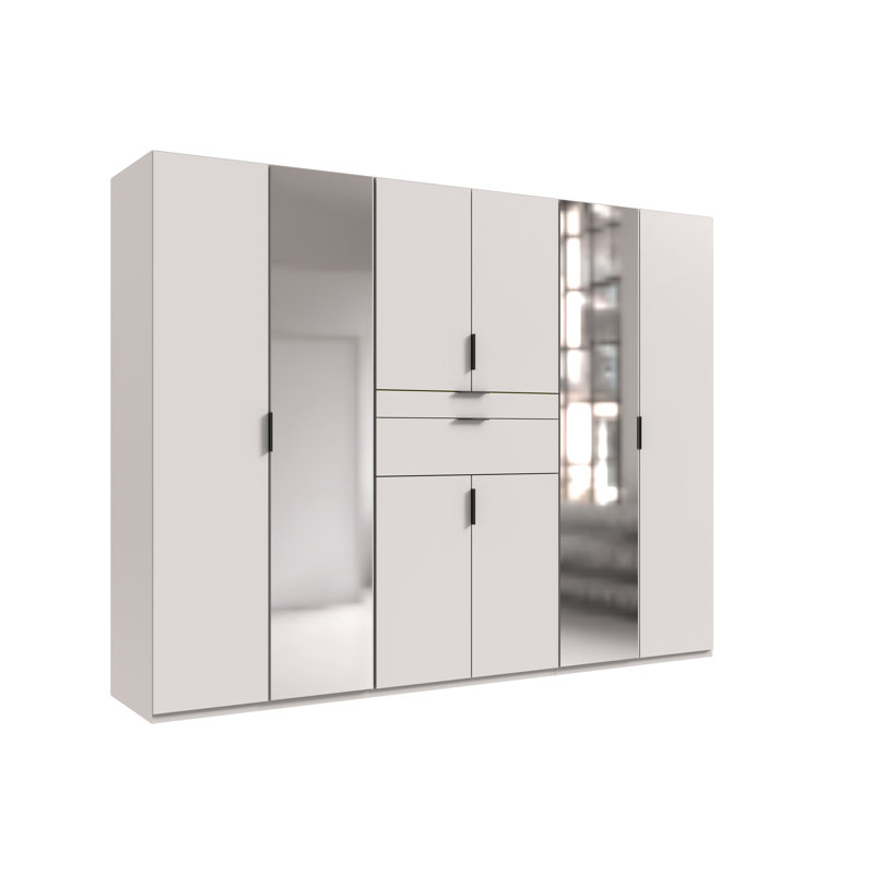 Qusai 8 Door Manufactured Wood Wardrobe, White