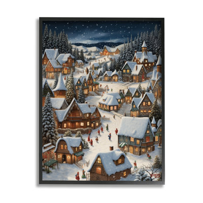 Ba-851-Framed " Snowy Christmas Village " by RB