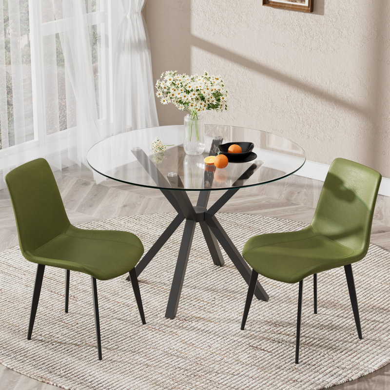 Ensemble de salle à manger Modern, 3 Pieces: Table, 2 Chairs, Green, Noir