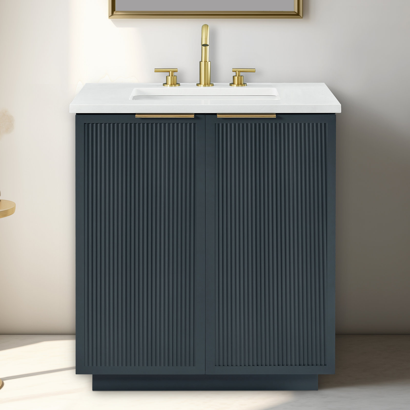 Aderyn 30" Single Bathroom Vanity, Vintage Blue/Brushed Bronze