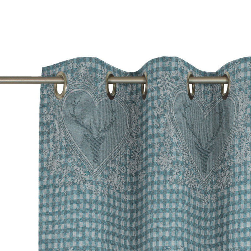Devos Room Darkening Curtain Panel, 132cm Width x 225cm Drop, Blue/Gray
