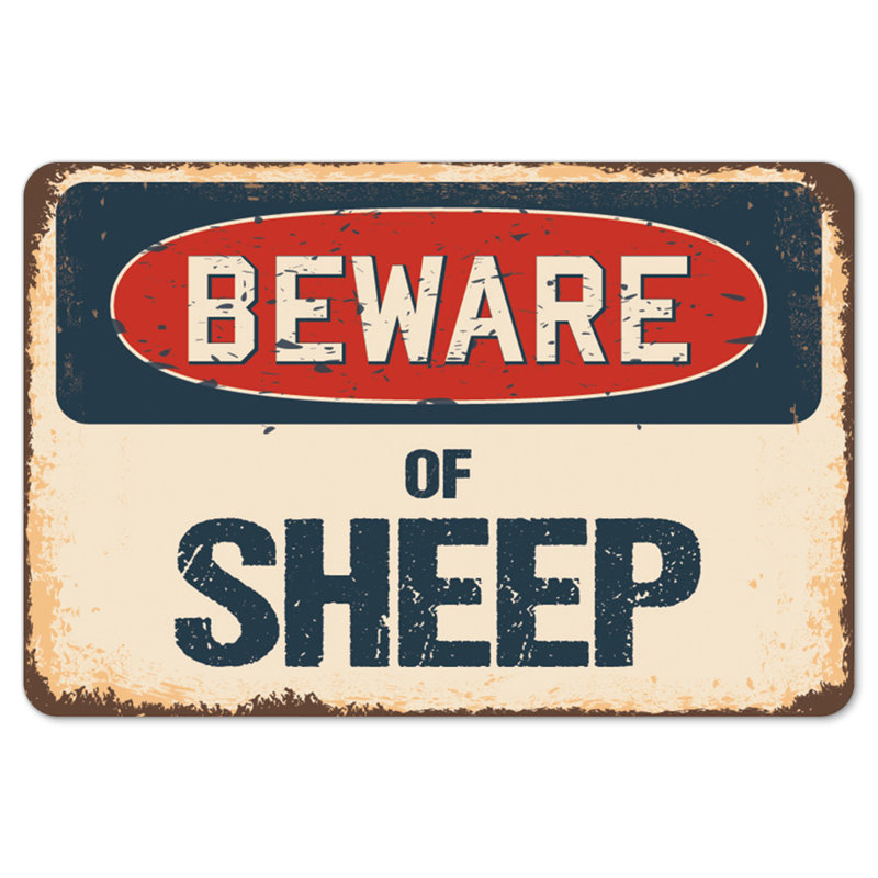 Decal-Sheep_Beware Of Sheep, H 7 po x l 10 po x P 1 po