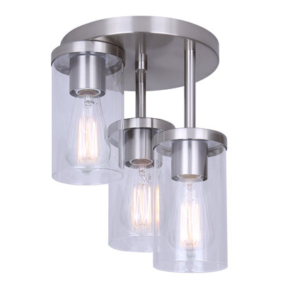 Britton 3-Light Semi-Flush Ceiling Fixture, Brushed Nickel Finish
