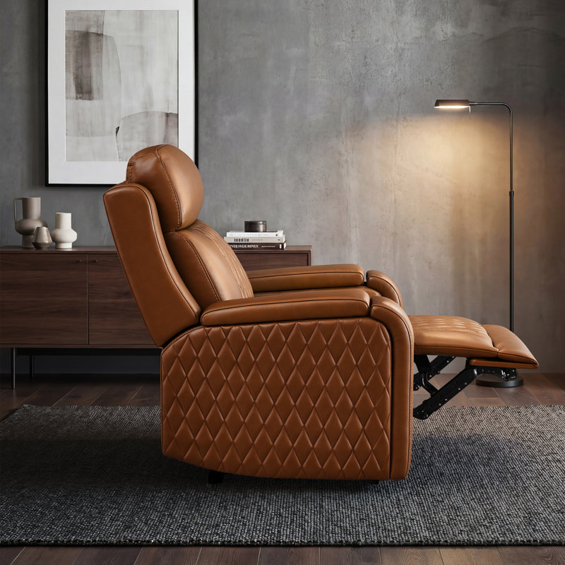 Dual Motor Power Recliner with Top-Grain Leather, Heat & Massage – 165° Lay Flat,  Brown