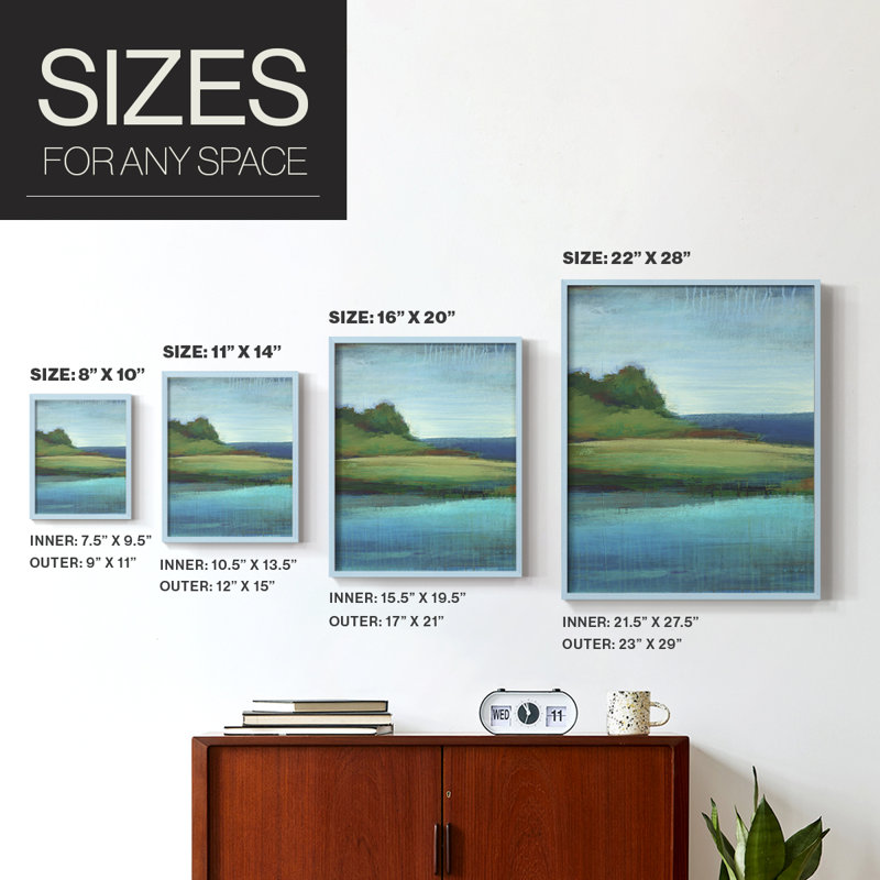 «Silent Lakeside I», reproduction encadrée - bois massif, Bleu, H 10 po x l 8 po