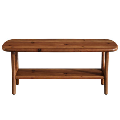 47.24" Solid Wood Coffee Table, Mid-Century Modern Rectangle Center Table for Living Room