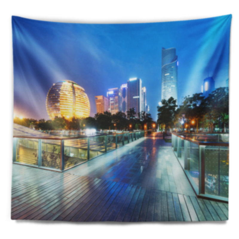 Tapisserie skyscrapers hangzhou cityscape china, H 78 po x l 92 po