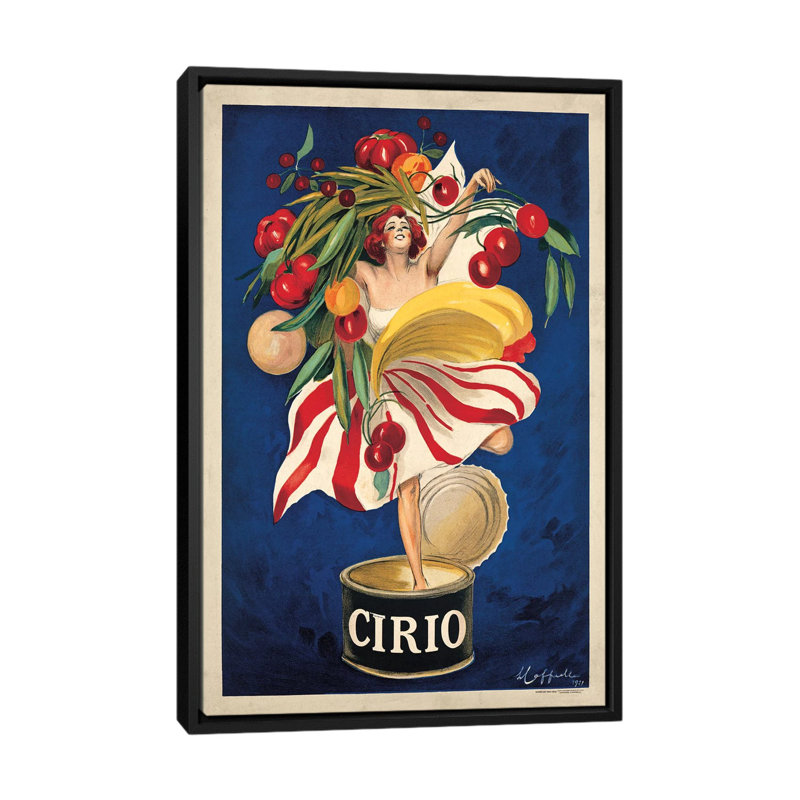 «Cirio» par Leonetto Cappiello, impression sur toile, H 26 po x l 18 po x P 1,5 po, Toile avec cadre noir, Pas de tapis
