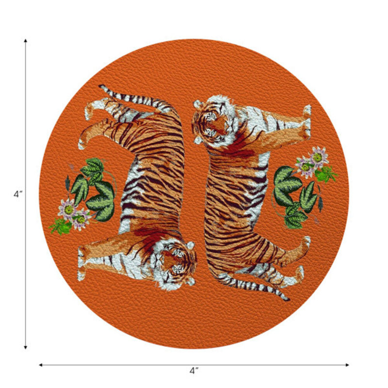 Sous-verres ronds en cuir végétalien orange