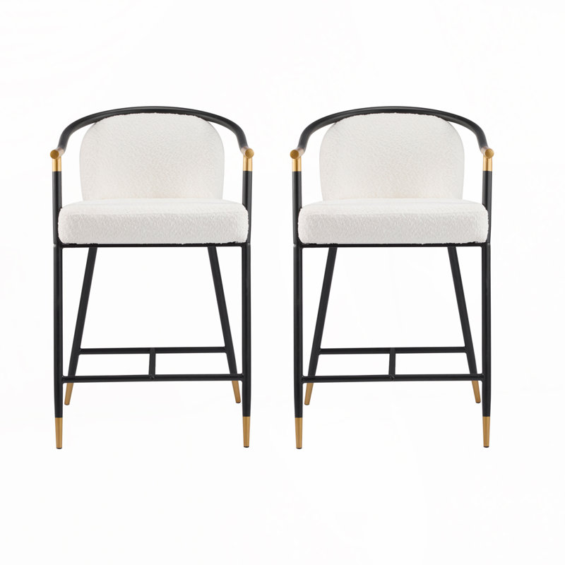Tabouret de comptoir rembourré H 26 po avec structure en métal, Blanc