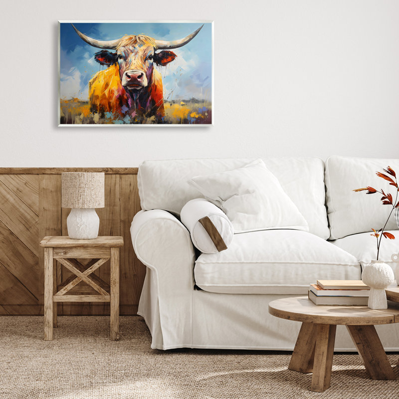 Plaque murale Moody Longhorn Portrait, design par LSR Creative Studio, H 13 po x l 19 po