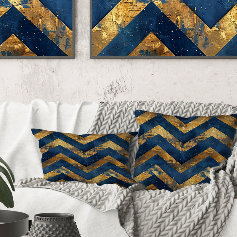 Coussin Chevron Glam I - Chevron, H 18 po x H 18 po
