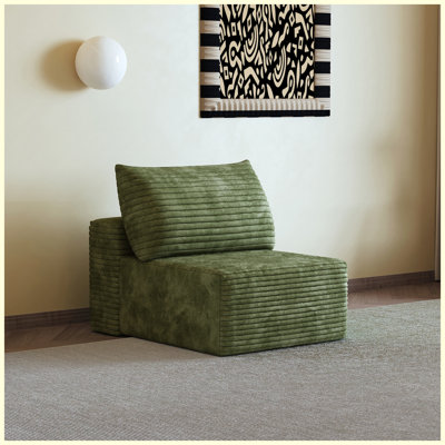 1-Seater Green Upholstered Sofa Accent Chair
