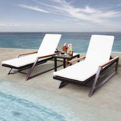 Chaise longue d'extérieur réglable avec structure en métal et table d'extérieur