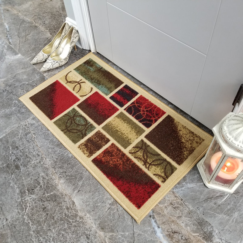 Stennett Non-Slip Geometric Indoor Doormat, Runner 1'6" x 2'7"