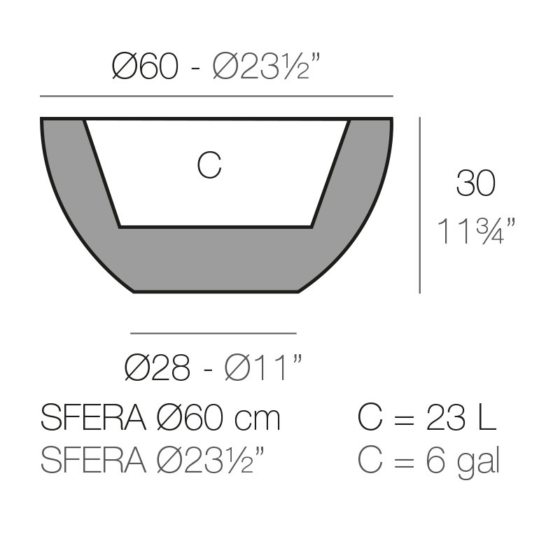 Sfera Resin Pot Planter, 11.75" H x 23.5" W x 23.5" D, Ecru