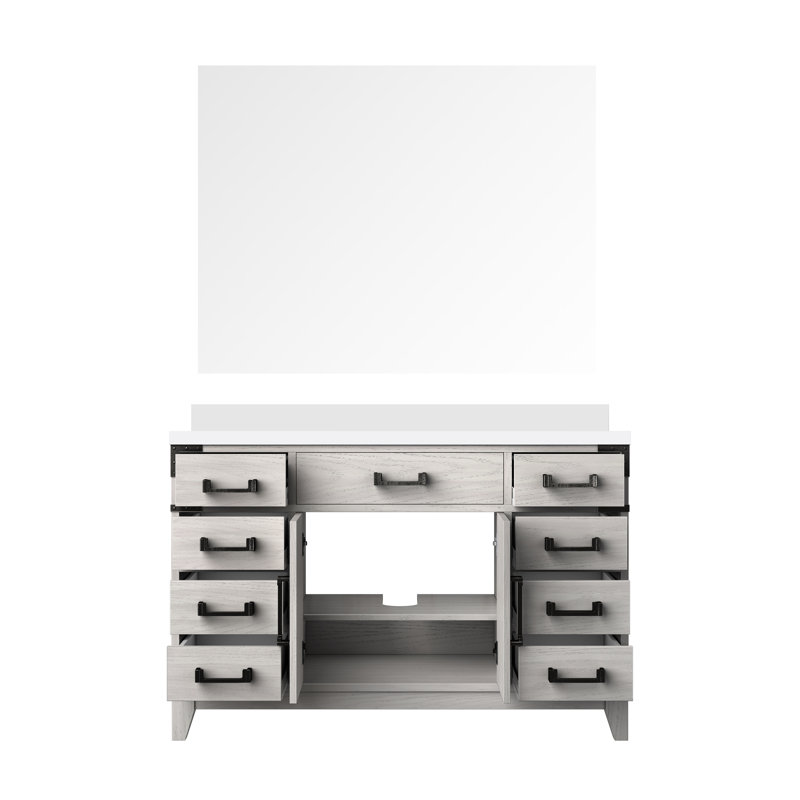 Laurel 48 in W x 22 in D Single Bath Vanity Top Mirror, Gray Oak, White Cultured Marble