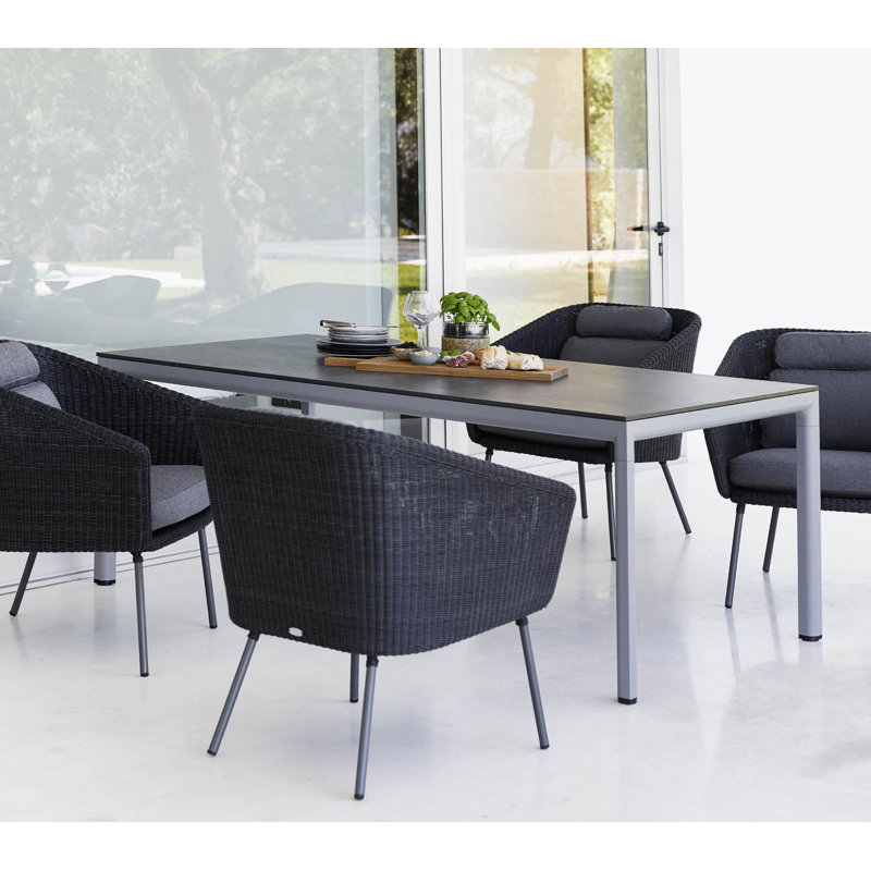 Drop Outdoor Dining Table, 39.4" W x 78.8" L x 29" H, Light Gray, Fossil Black