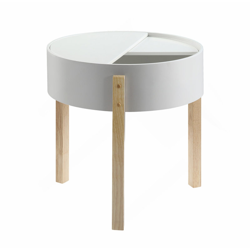 Table de bout ronde blanche et naturelle
